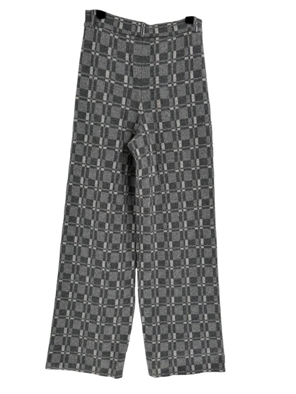 Naadam Women's Grey Plaid Wool-Cashmere Wide-Leg Pants,  S - Picture 2 of 11